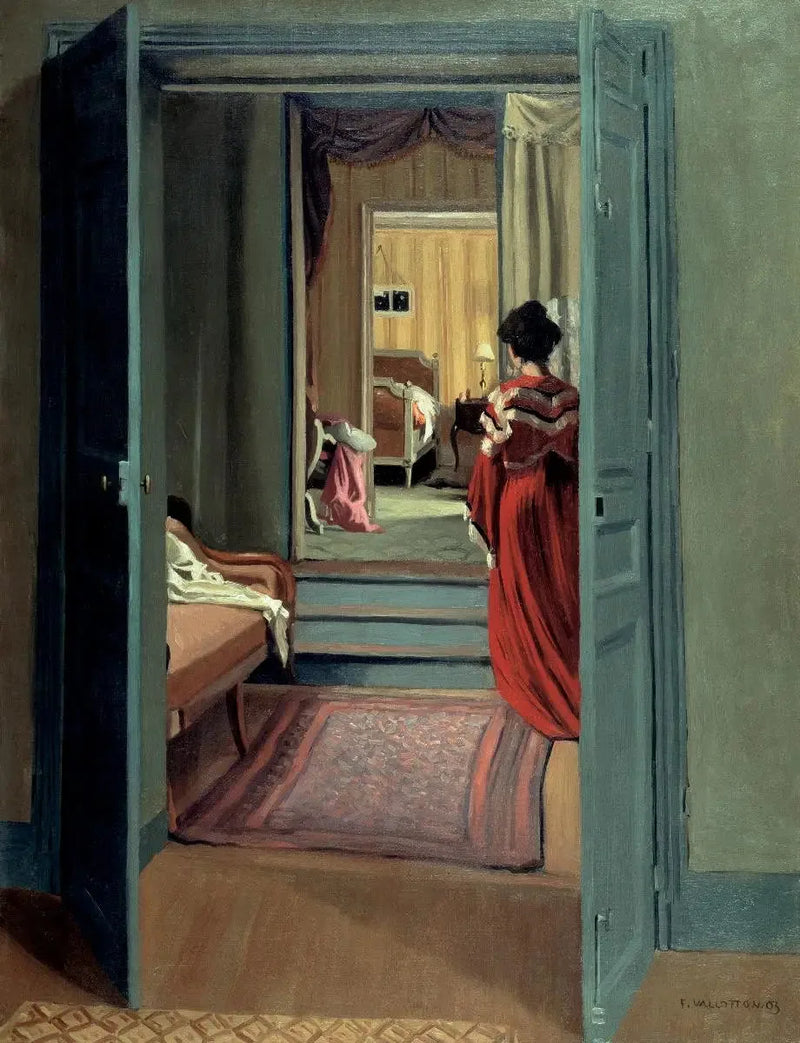 레드 드레스를 입은 여성의 뒷모습이 있는 실내 - 펠릭스 발로통

Source:
Intérieur avec femme en rouge de dos - Félix Vallotton