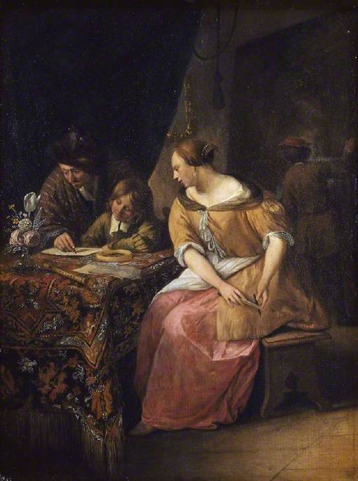Intérieur avec un peintre et sa famille - Jan Steen image 1 reproduction artisanale de tableau
