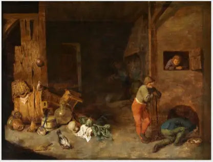 Intérieur d'une ferme - David Teniers le Jeune image 1 copie peinte à la main à l’huile