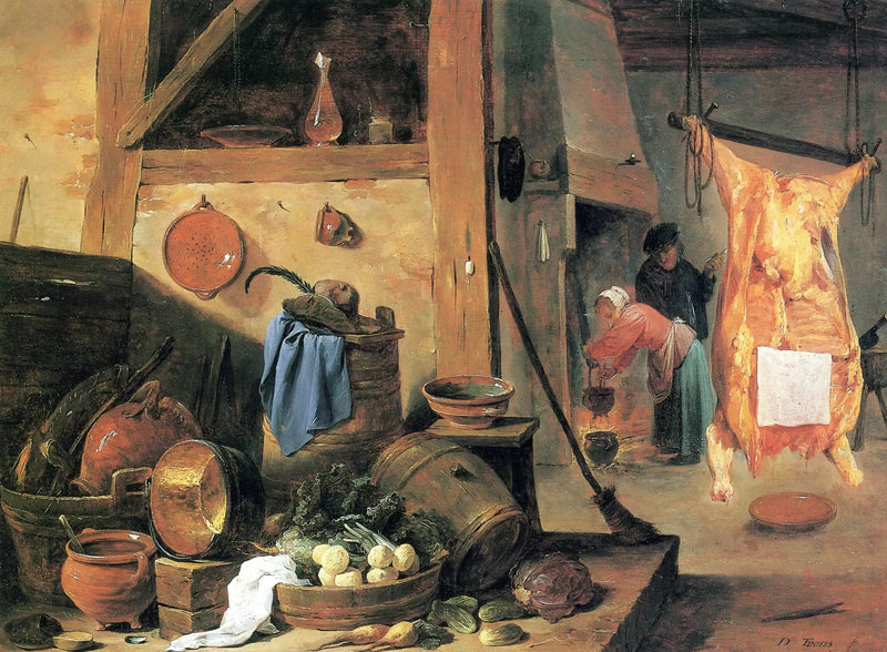 다윗 테니에르 주니어의 정물과 도축된 소가 있는 주방 내부

Source:
Intérieur de cuisine avec nature morte et bœuf abattu - David Teniers le Jeune