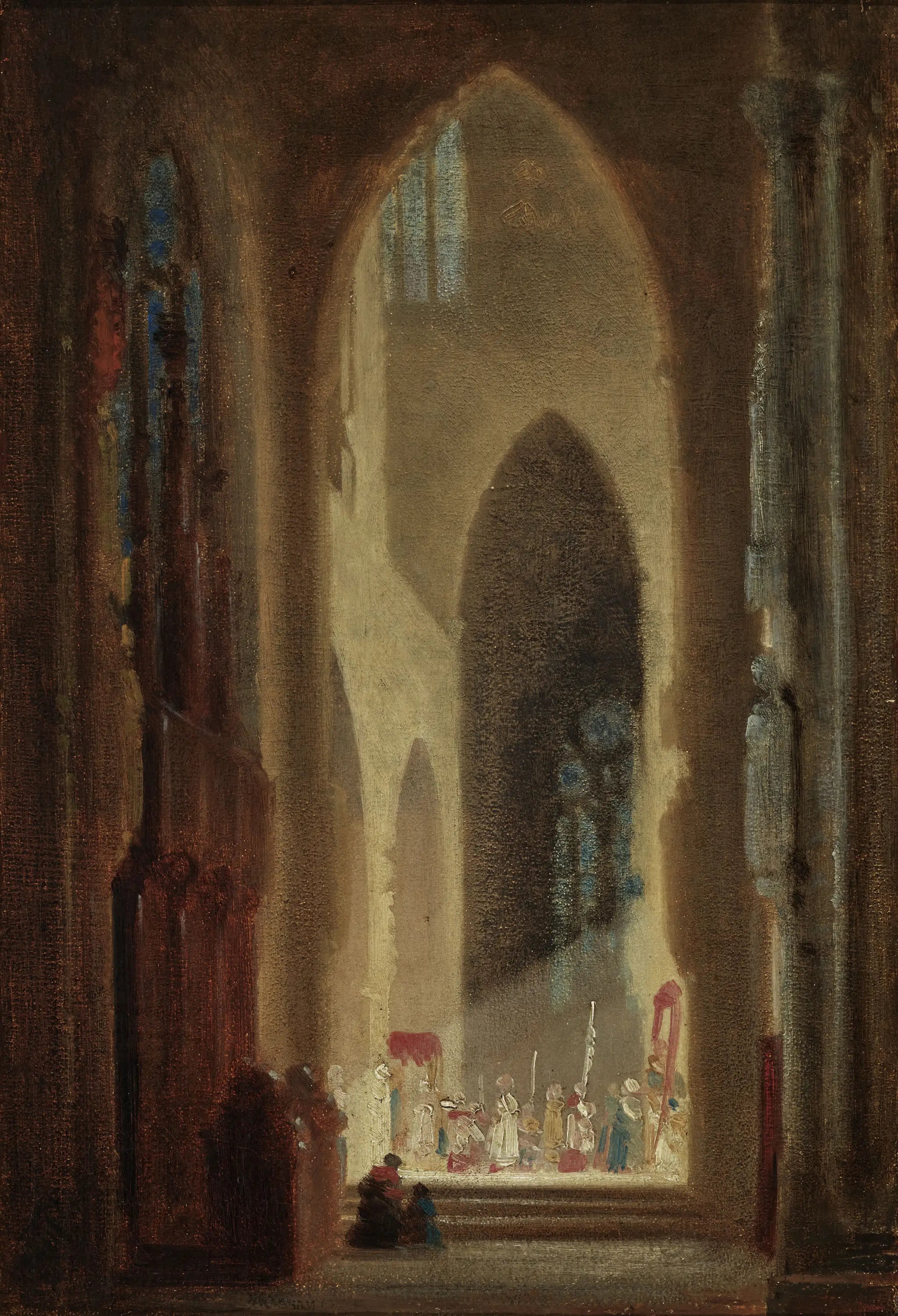 Intérieur de l'église avec procession - Carl Spitzweg image 1 copie de tableau peinte à la main