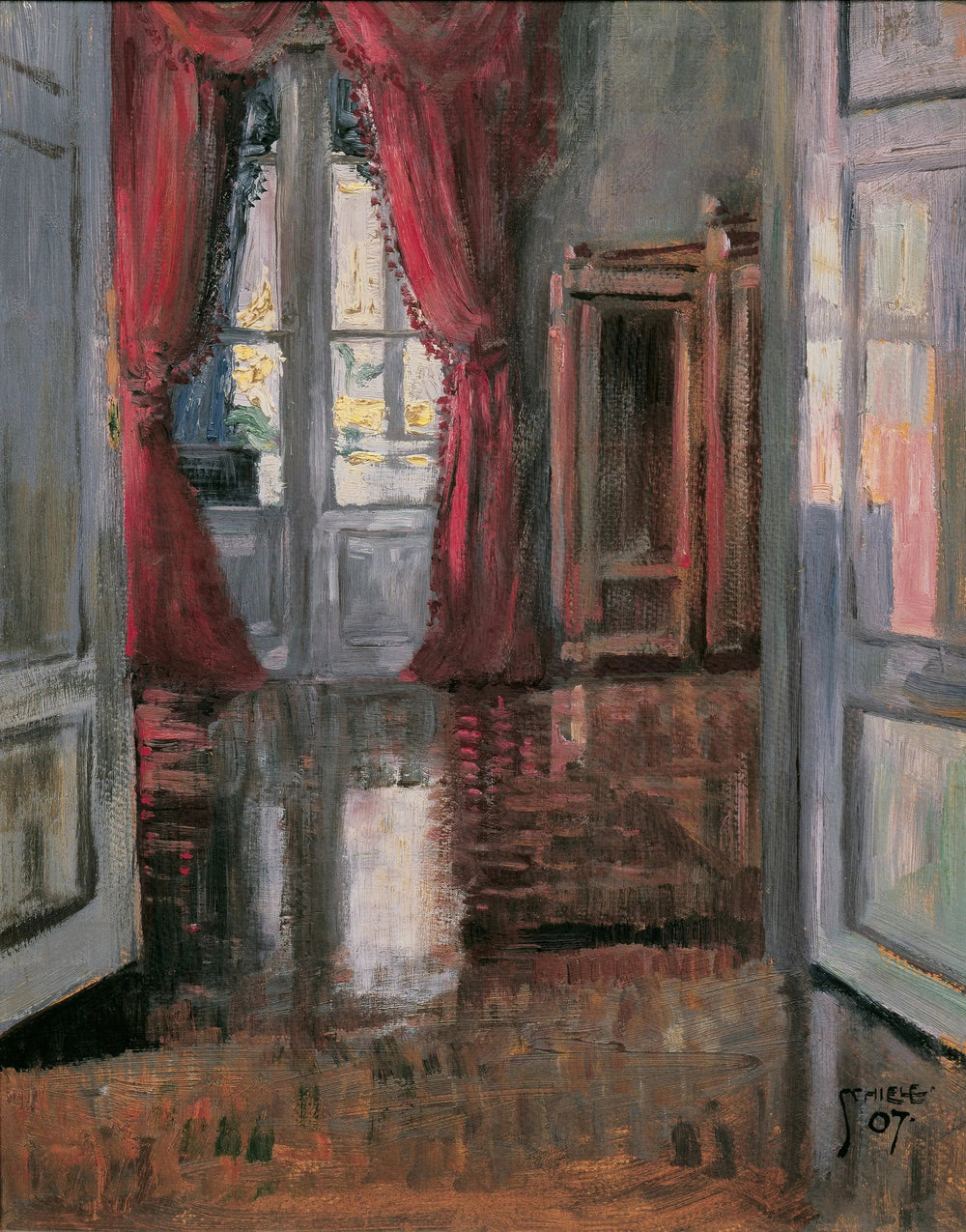 Intérieur - Egon Schiele image 1 copie peinte à la main à l’huile