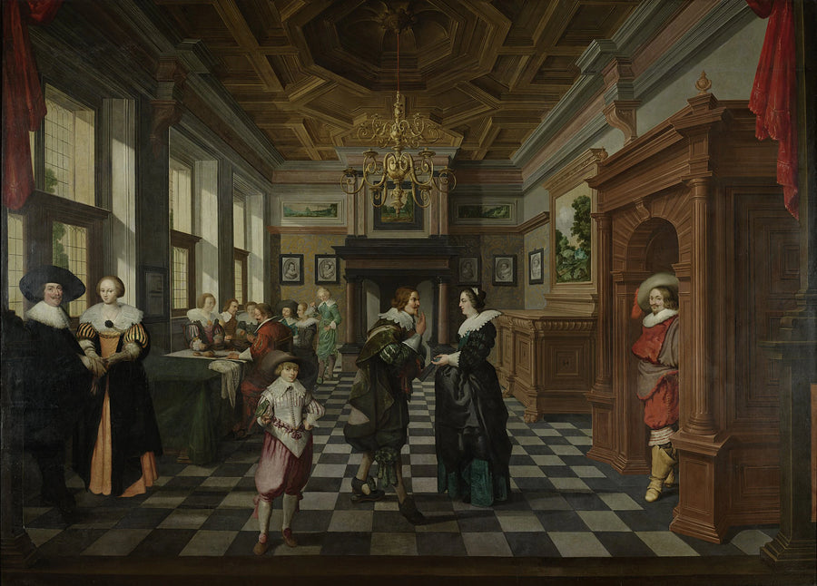 Un intérieur. Partie d'une peinture de salle en sept parties. - Dirk van Delen