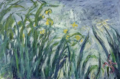 Reproduction du tableau « Iris jaunes et mauves - Claude Monet » par Alpha Reproduction en peinture à l’huile