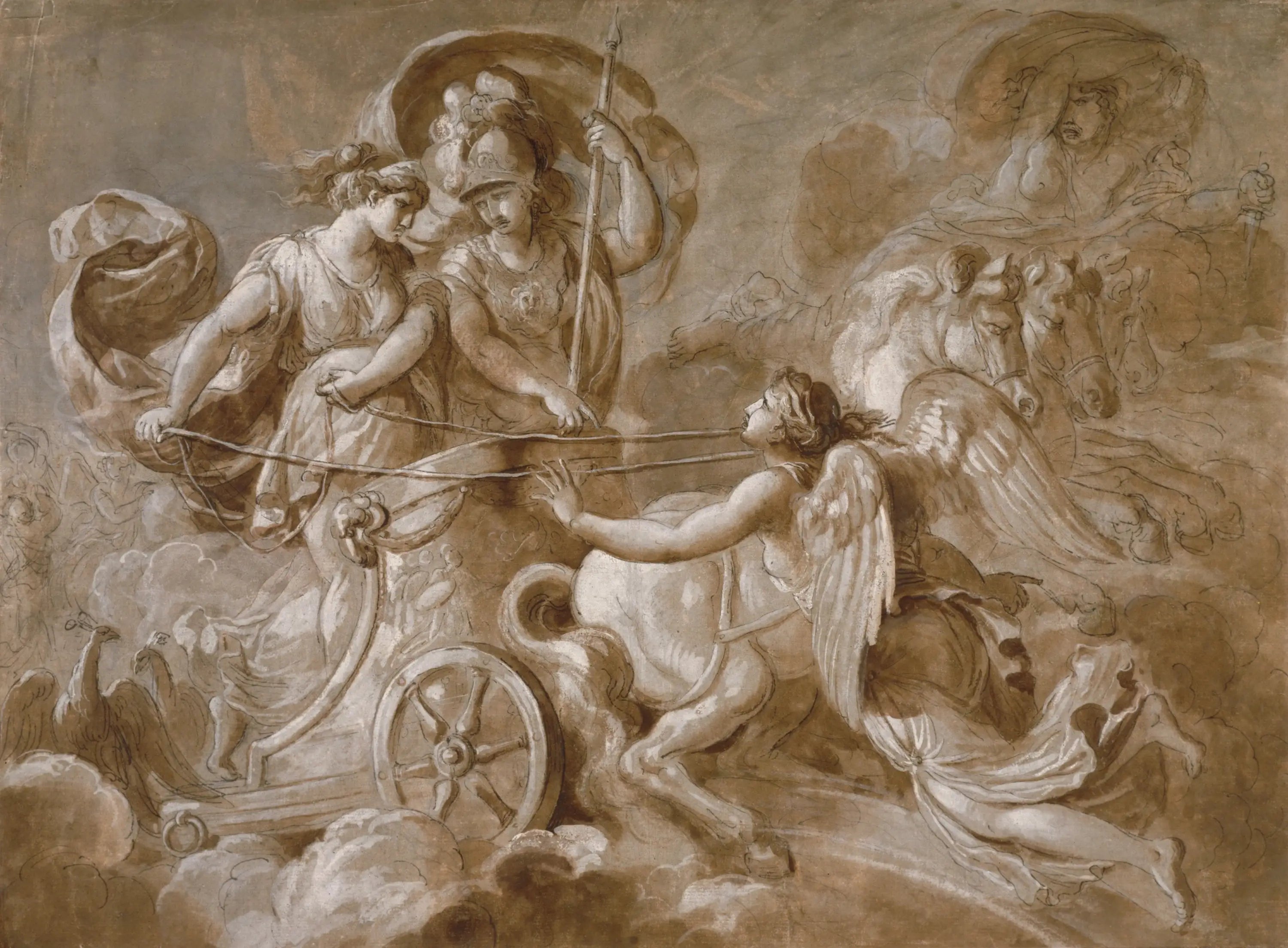 Iris s'approchant d'Athéna et d'Héra - Louis Jean François Lagrenée image 1 tableau peint à l’huile sur toile
