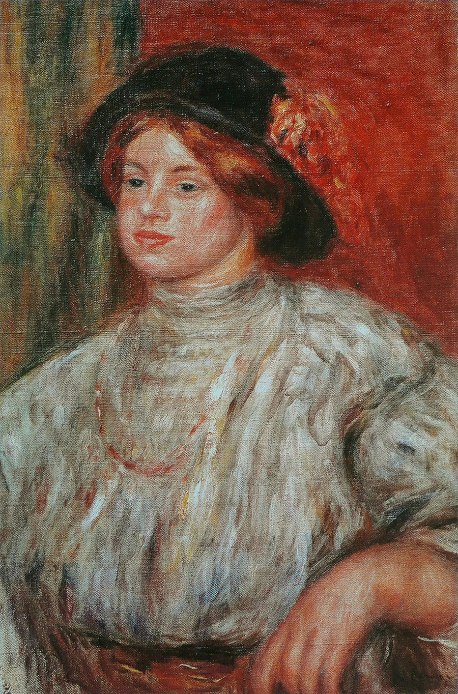 Jeune femme au chapeau de Renoir, 1909, musée de Grenoble, 55 × 37 cm – reproduction peinture à l’huile sur toile