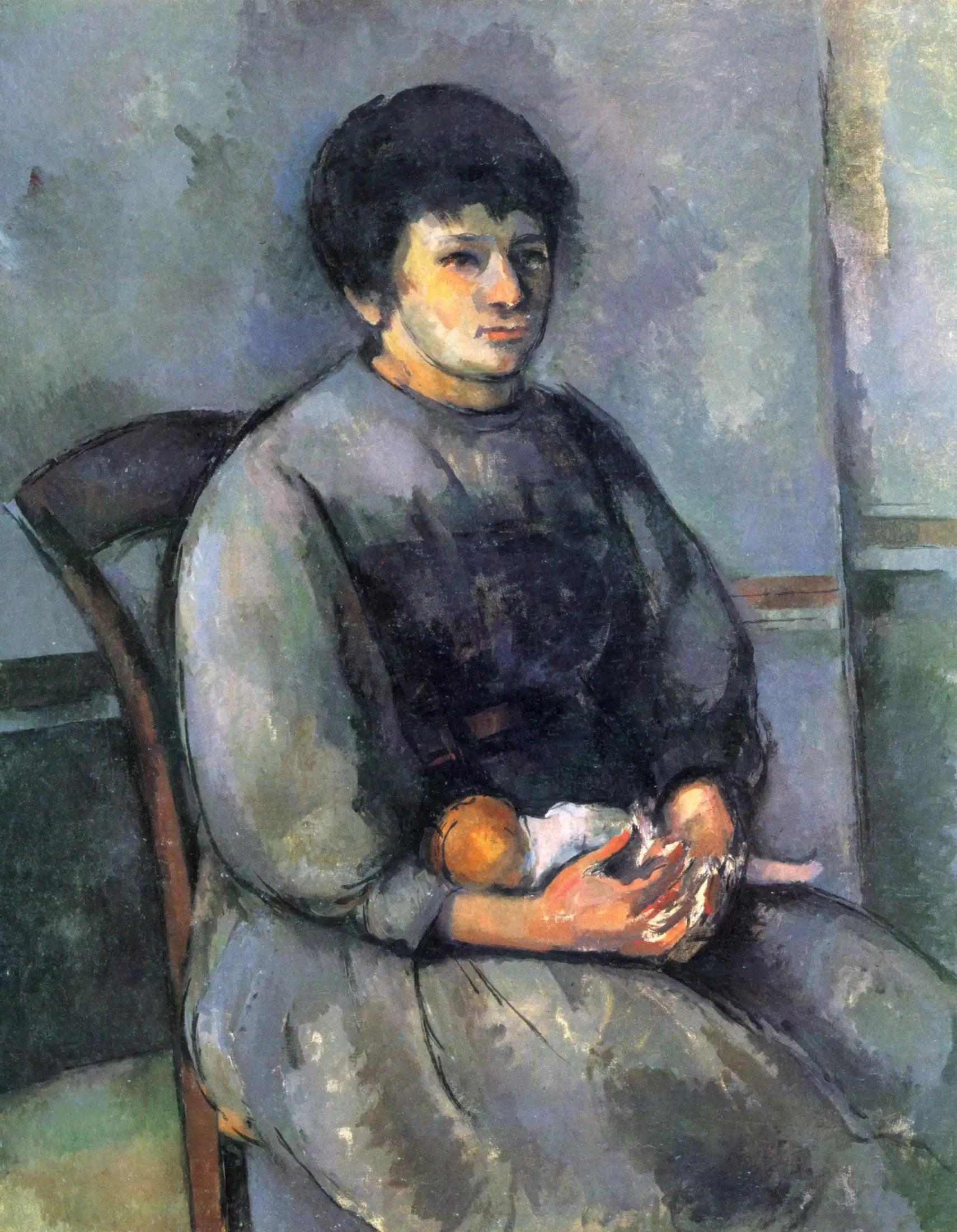 Jeune fille à la poupée - Paul Cézanne image 1 copie de tableau peinte à la main