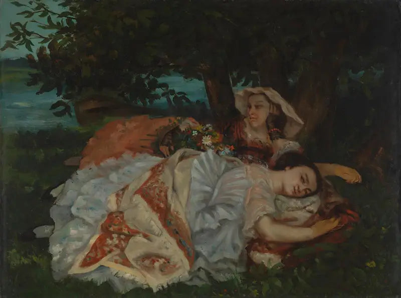 Jeunes dames au bord de la Seine - Gustave Courbet image 1 reproduction artisanale de tableau