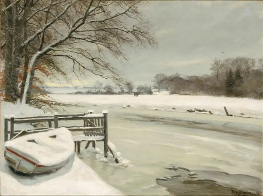 눈 내리는 겨울날 시냇가에서, 배경에 사냥꾼들과 함께 - H. A. Brendekilde

Source:
Journée d'hiver au bord d'un ruisseau, avec des chasseurs en arrière-plan. - H. A. Brendekilde