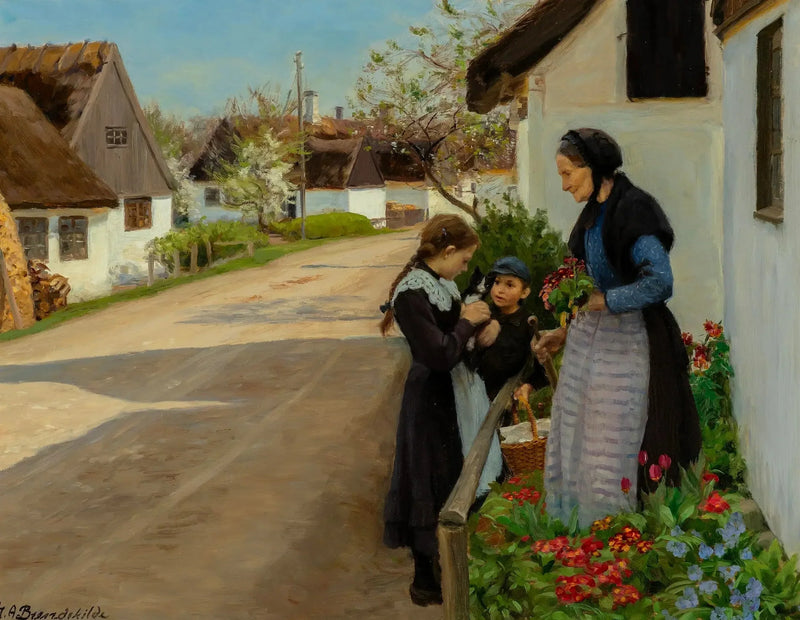 봄날의 마을 하루. 새끼 고양이는 할머니께 선물입니다. - H. A. Brendekilde

Source:
Journée de printemps au village. Le chaton est offert à grand-mère. - H. A. Brendekilde
