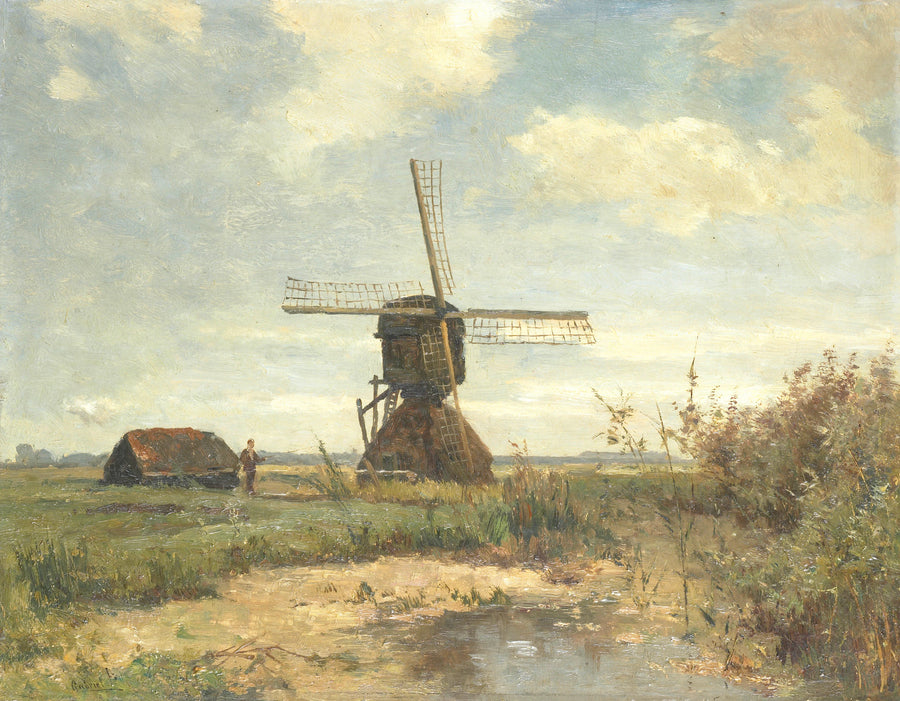« Journée ensoleillée » : un moulin en arrosage - Paul Joseph Constantin Gabriël