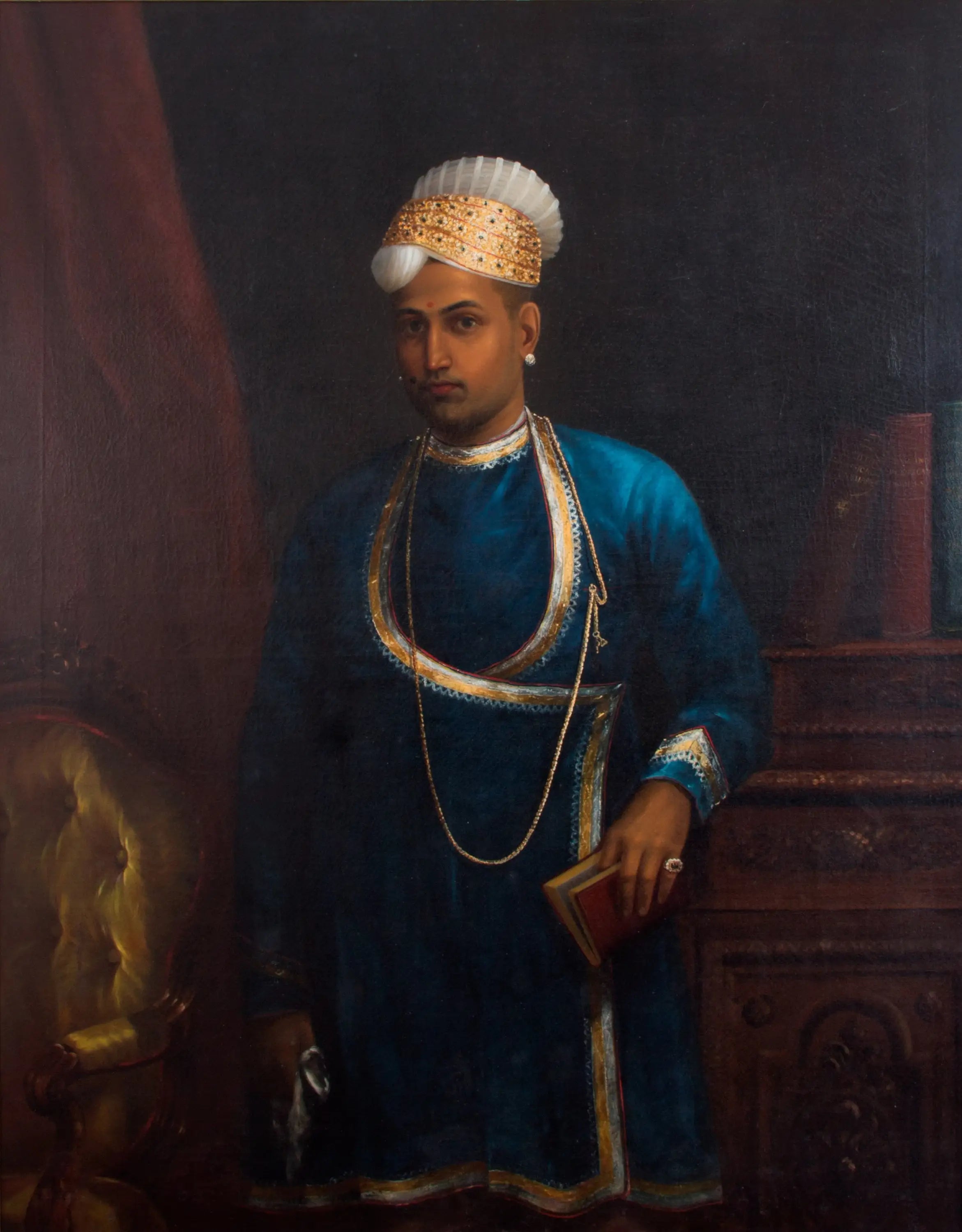 Kerala Varma Valiya Koil Thampuran - Ravi Varmâ image 1 copie peinte à la main à l’huile
