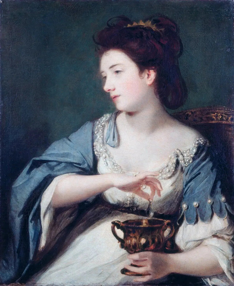 키티 피셔 (1741–1767)가 클레오파트라 역할을 연기하는 진주를 녹이는 모습 - 조슈아 레이놀즈