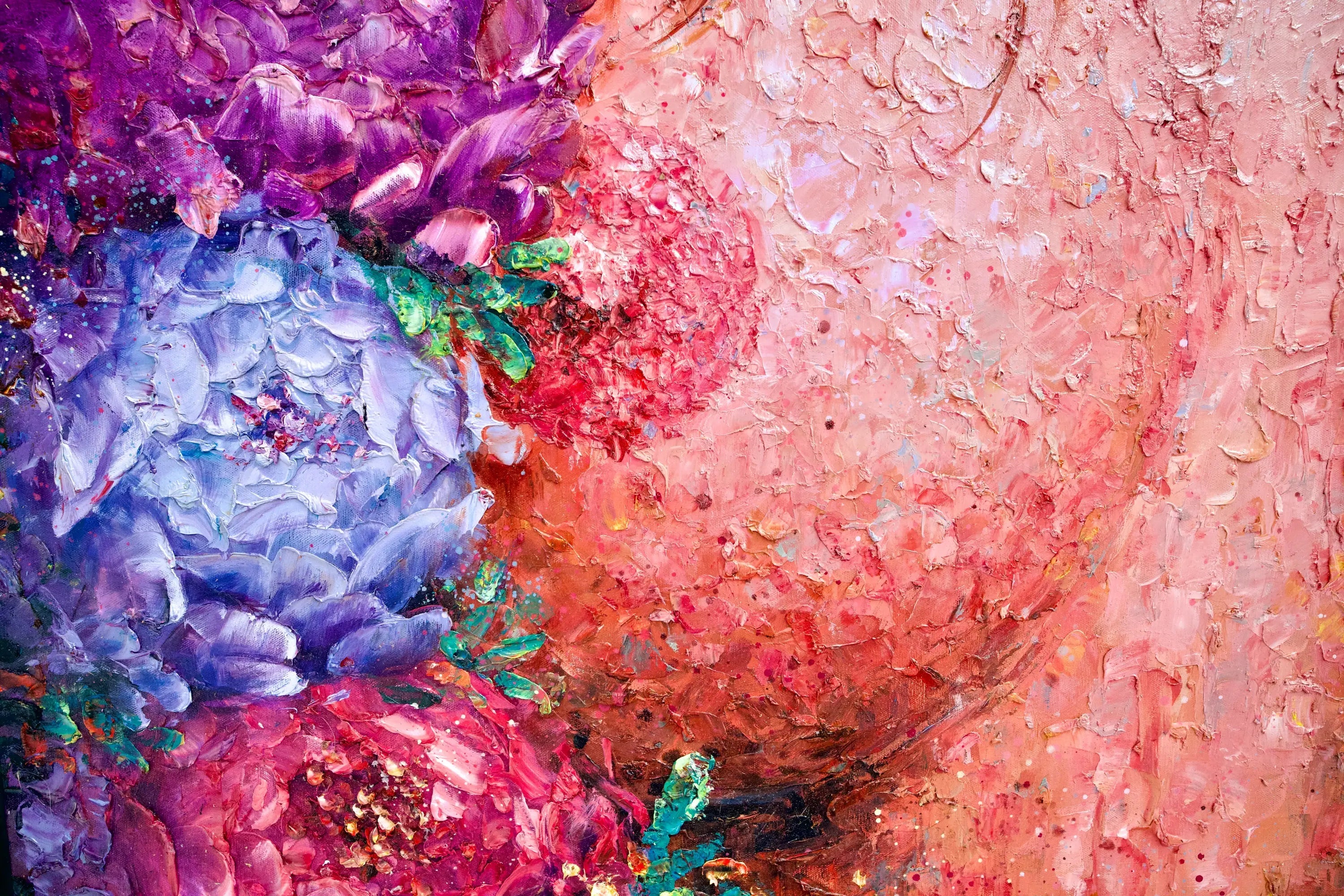 L'amour en Fleurs | 200 x 200 cm image 17 copie de tableau peinte à la main