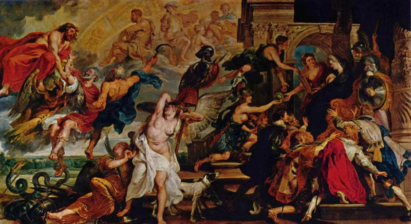 앙리 4세의 신극과 여왕의 섭정 선언, 1610년 5월 14일 (루브르) - 피터 폴 루벤스