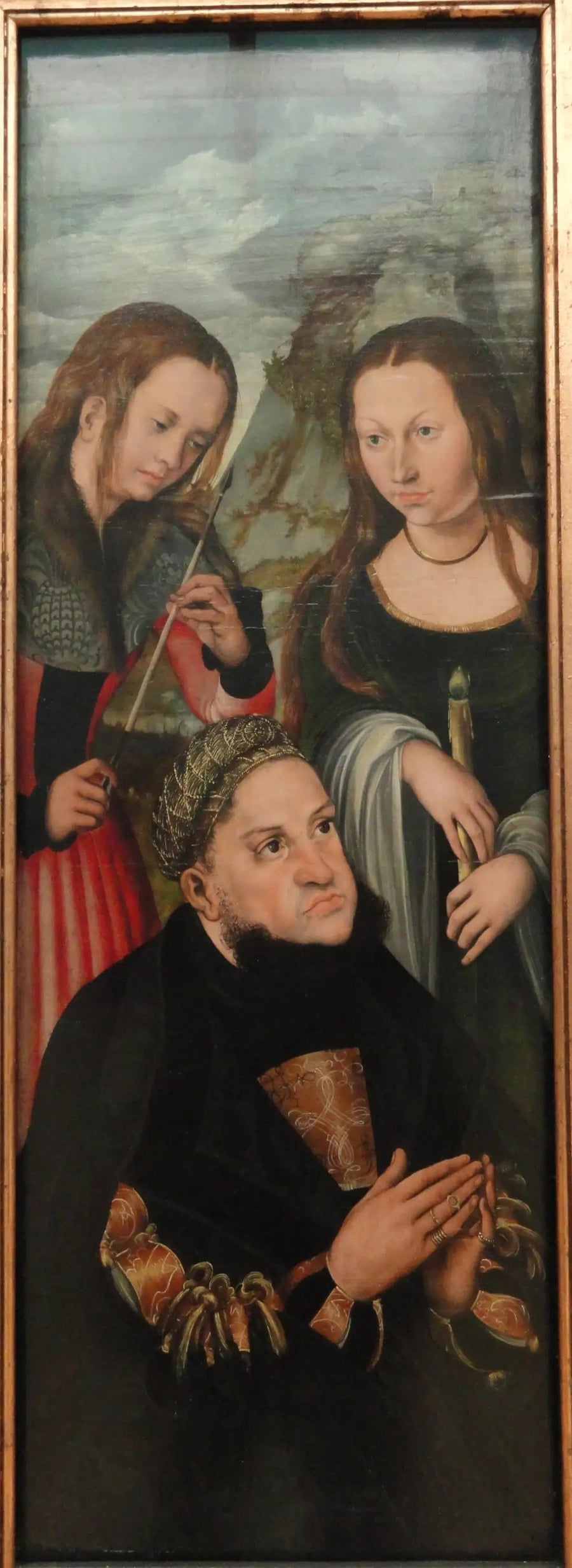 색슨의 현명한 프레데릭 선거인 (1463-1525)과 성 우르술라(왼쪽)와 지니비에브(오른쪽) - 루카스 크라나흐 1세