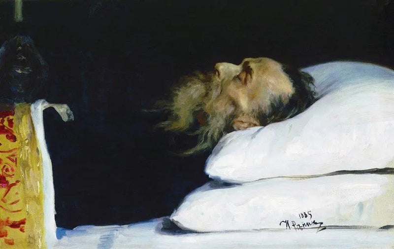 역사학자 니콜라이 이바노비치 코스토마로프의 관 속. - 일리야 레핀

Source:
L'historien Nikolaï Ivanovitch Kostomarov dans son cercueil. - Ilya Repin