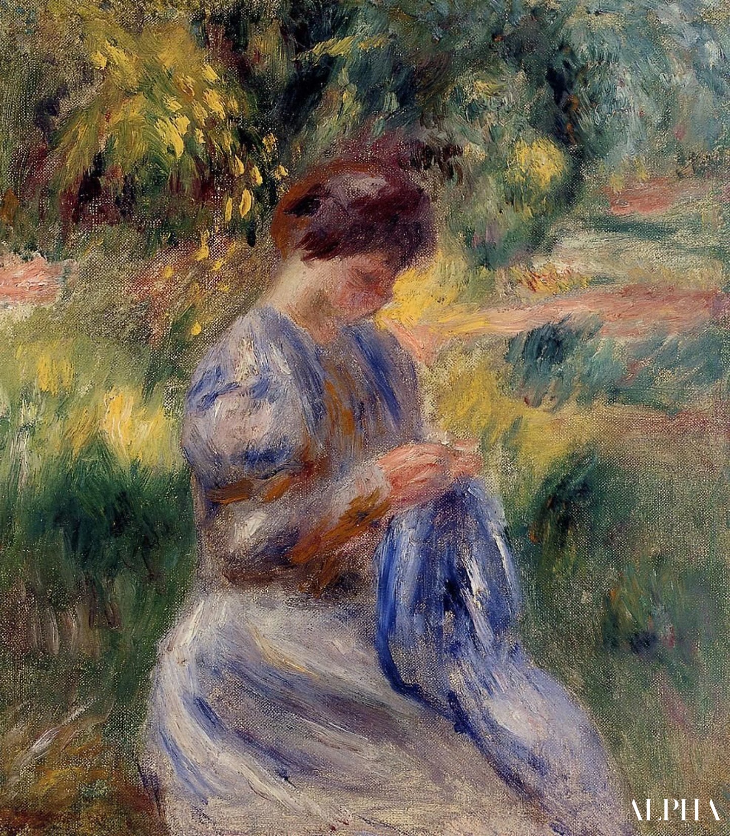 La brodeuse - Pierre-Auguste Renoir - Reproductions de tableaux et peintures haut de gamme