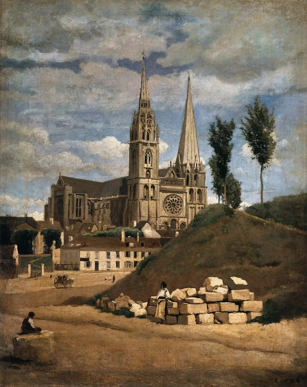 La Cathédrale Notre-Dame de Chartres - Jean-Baptiste Camille Corot - Alpha Reproduction