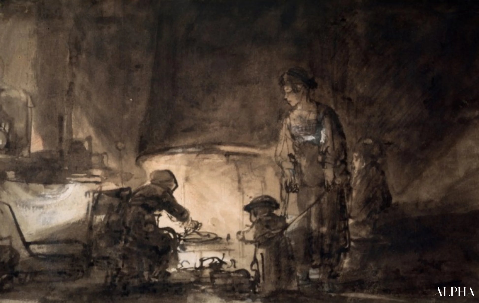 렘브란트의 집 부엌 - Rembrandt van Rijn - 고급 그림 및 회화 복제품