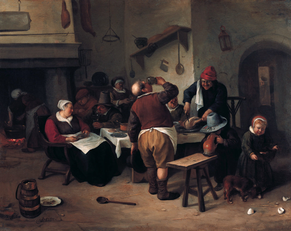 La cuisine grasse - Jan Steen image 1 copie de tableau peinte à la main