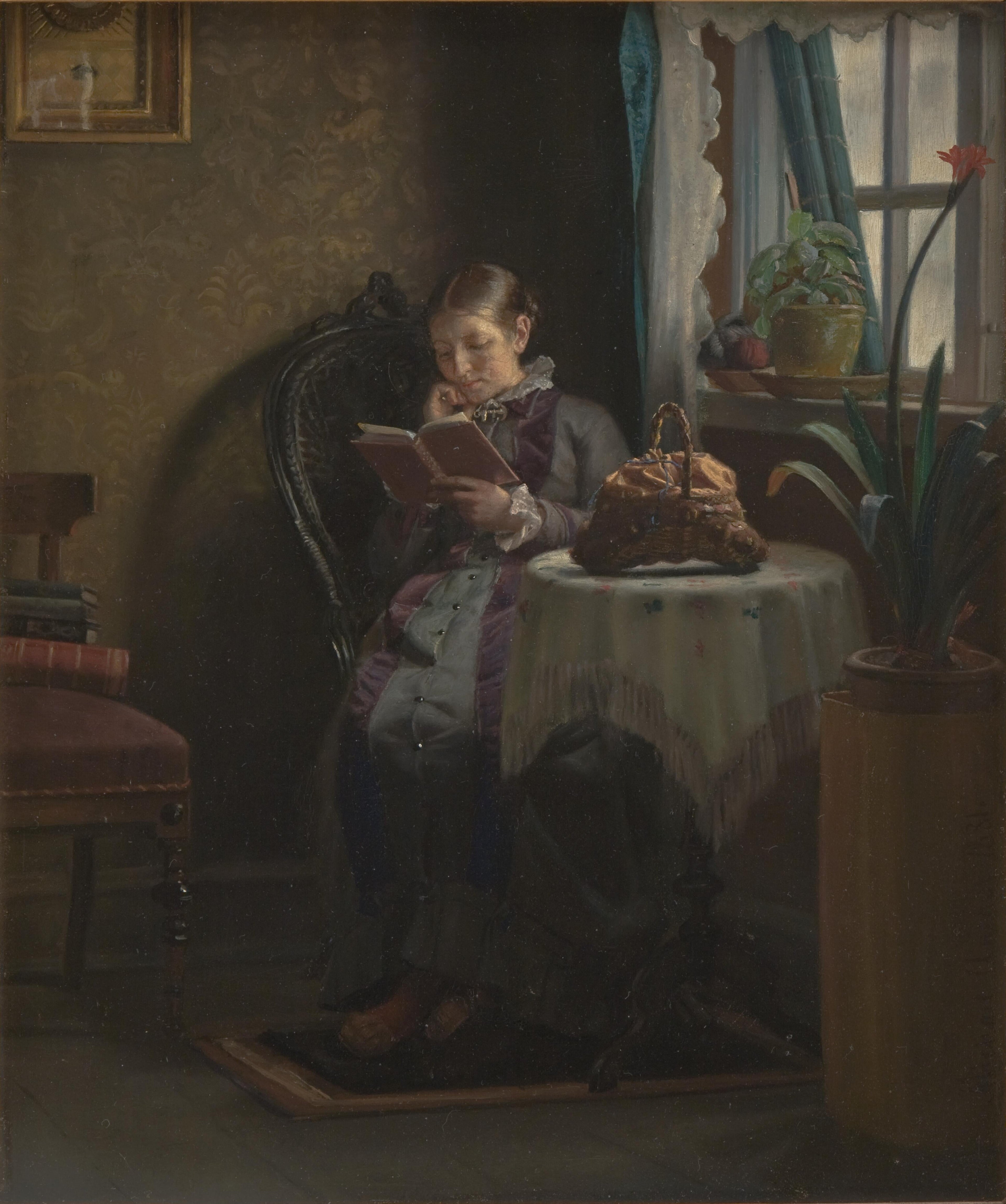 La femme de l'artiste lit - Michael Peter Ancher image 1 copie peinte à la main à l’huile