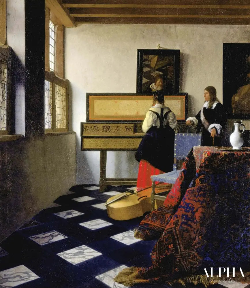 La Leçon de musique (Vermeer) - Johannes Vermeer - Reproductions de tableaux et peintures haut de gamme