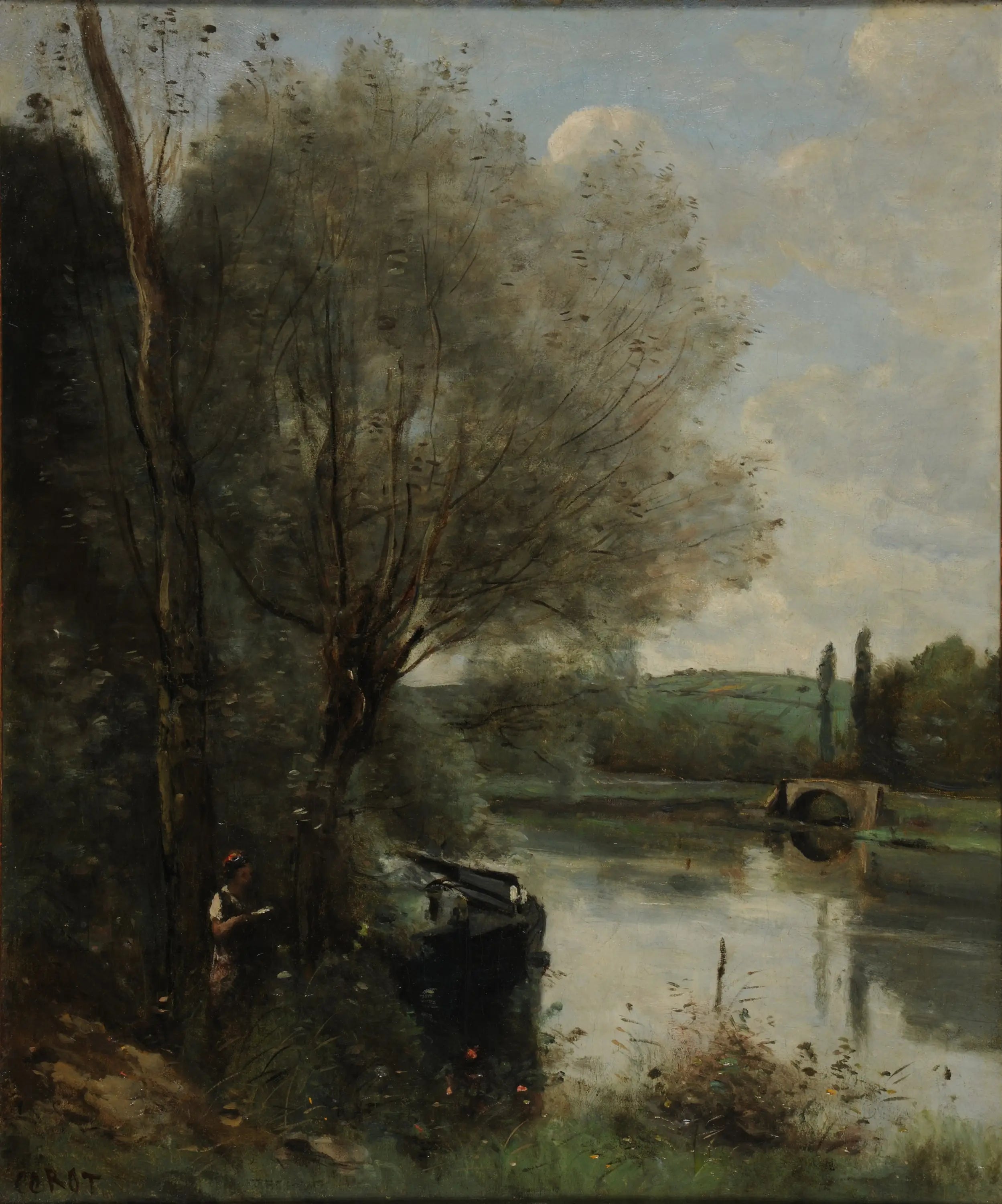 La Liseuse sur la rive boisée - Jean-Baptiste Camille Corot - Alpha Reproduction