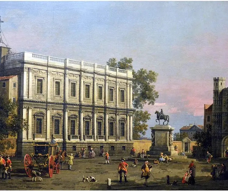 레스토랑과 홀바인 문, 화이트홀, 찰스 1세 왕의 승마상 - 카날레토

Source:
La Maison des Banquets et la Porte Holbein, Whitehall, avec la statue équestre du roi Charles Ier - Canaletto