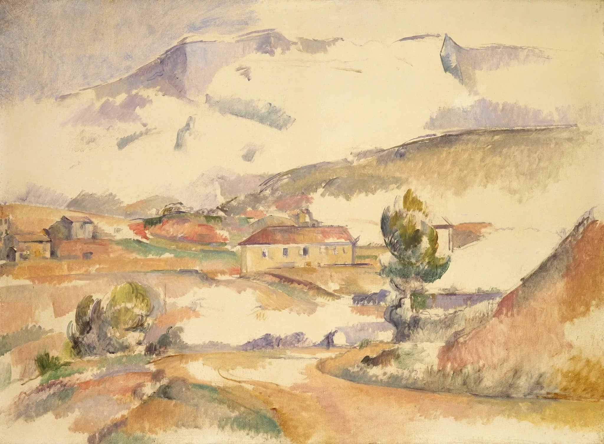 La montagne Sainte-Victoire vue du Pont de Bayeux à Meyreuil - Paul Cézanne image 1 reproduction d’œuvre d’art à l’huile