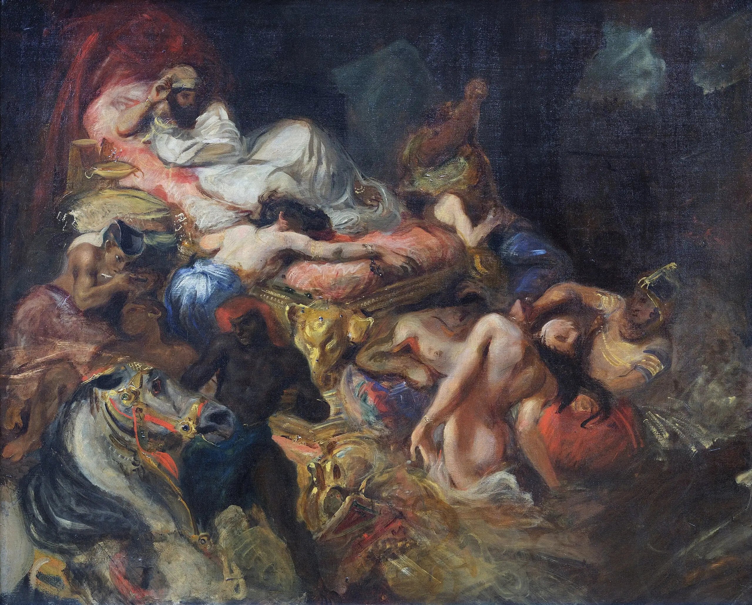 La Mort de Sardanapale, esquisse - Eugène Delacroix image 2 reproduction de peinture à l’huile