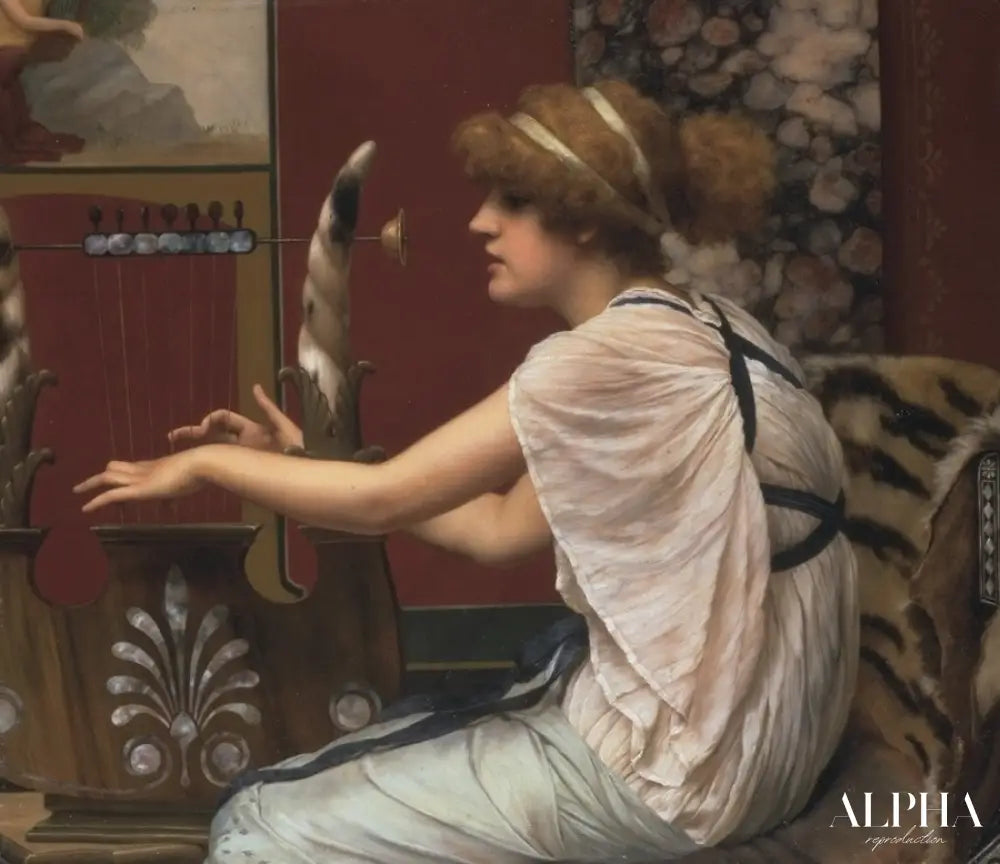 La Muse Erato à sa lyre - John William Godward - Reproductions de tableaux et peintures haut de gamme