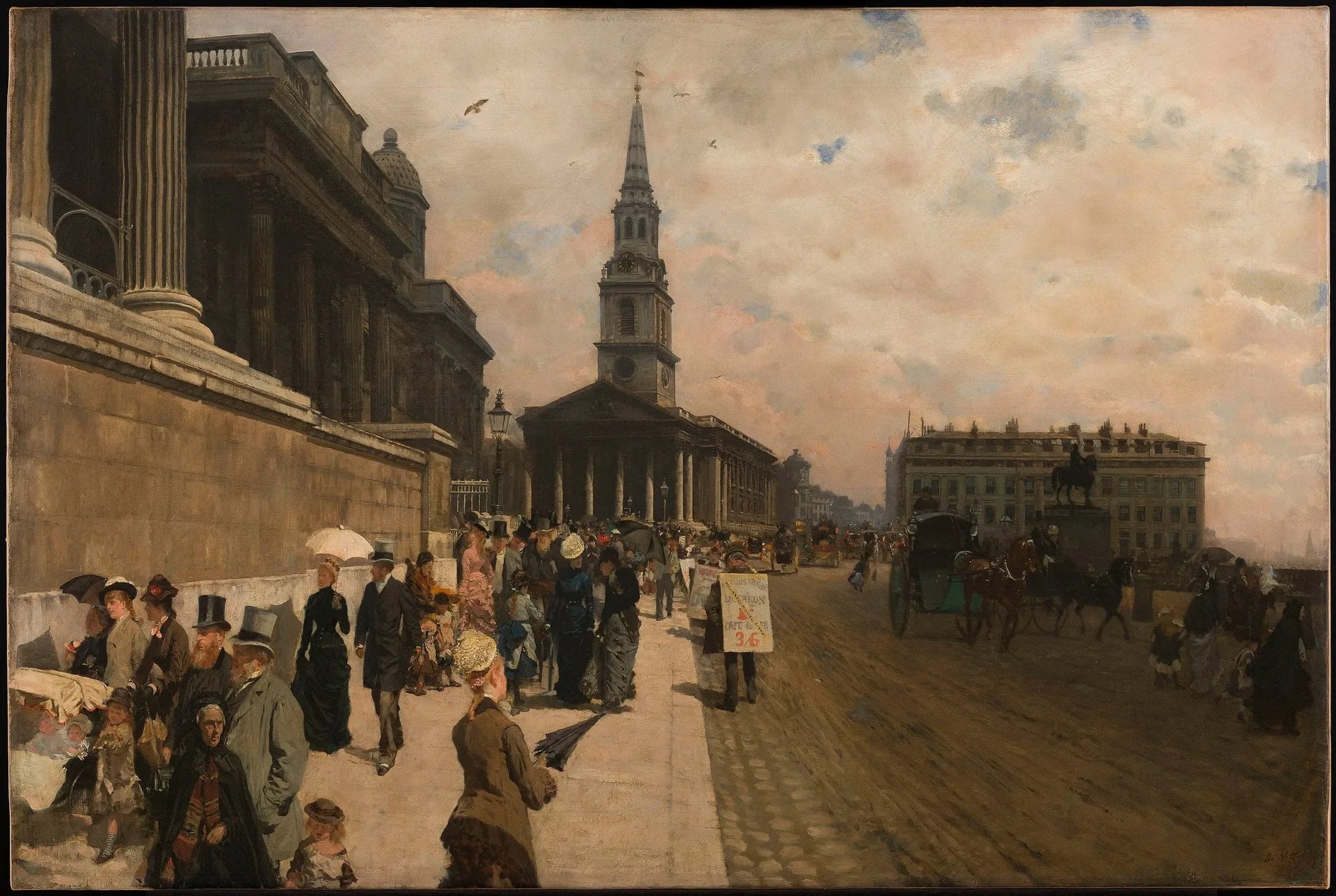 La National Gallery et l'église Saint Martin (Londres) - Giuseppe De Nittis image 1 tableau peint à l’huile sur toile