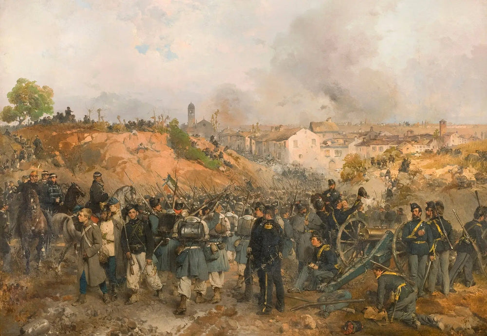 La prise de Palestro le 30 mai 1859 - Gerolamo Induno image 1 copie de tableau peinte à la main