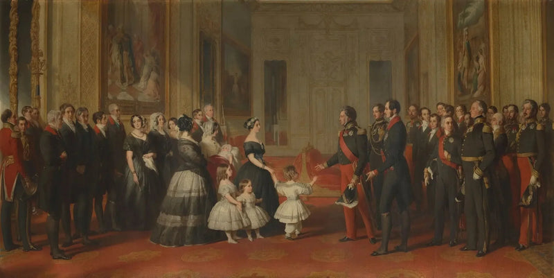 루이 필리프, 프랑스 왕의 윈저 성 도착, 1844년 10월 8일 - 프란츠 자베르 윈터할터

Source:
La réception de Louis-Philippe, roi des Français, au château de Windsor, le 8 octobre 1844 - Franz Xaver Winterhalter