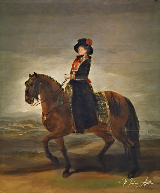 La reine Marie Luisa à cheval - Francisco de Goya - Reproductions de tableaux et peintures haut de gamme