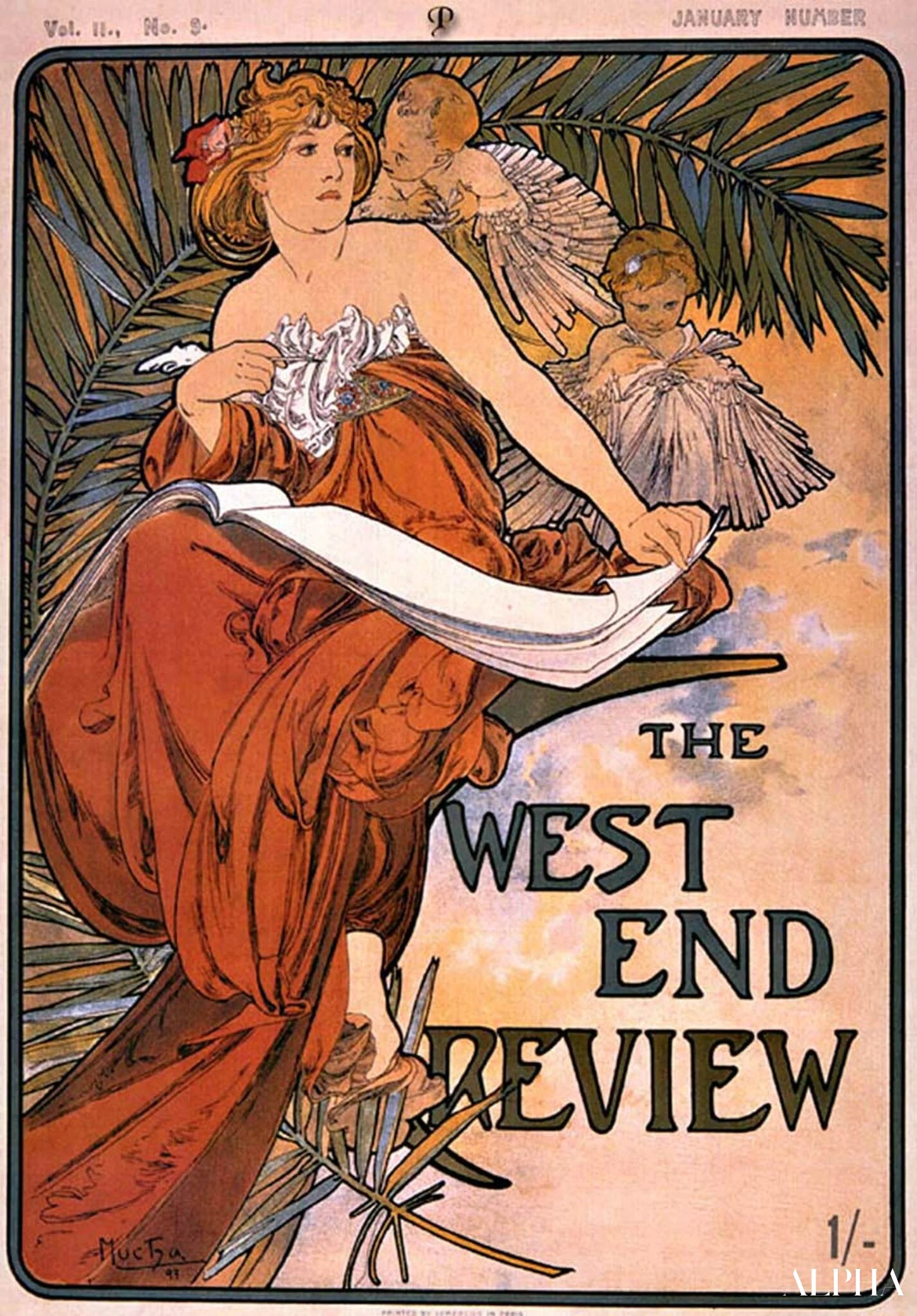Reproduction du tableau « La revue du West End - Mucha » par Alpha Reproduction en peinture à l’huile