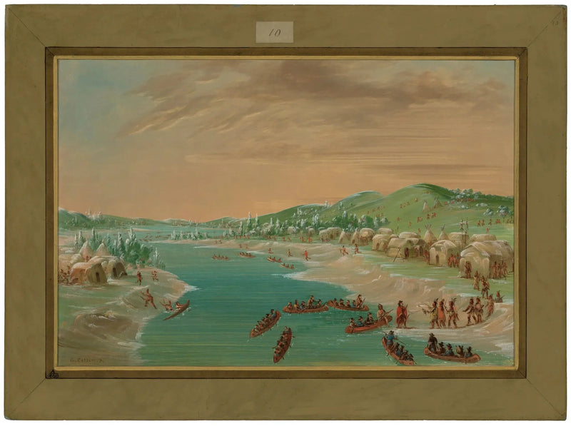 라 살과 그의 행렬이 일리노이 마을에 도착합니다. 1680년 1월 1일 - 조지 캐틀린

Source:
La Salle et son cortège arrivent au village des Illinois. 1er janvier 1680 - George Catlin