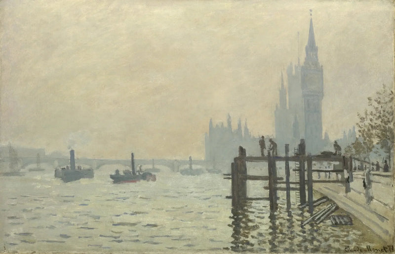 템스 강과 국회의사당 - Claude Monet