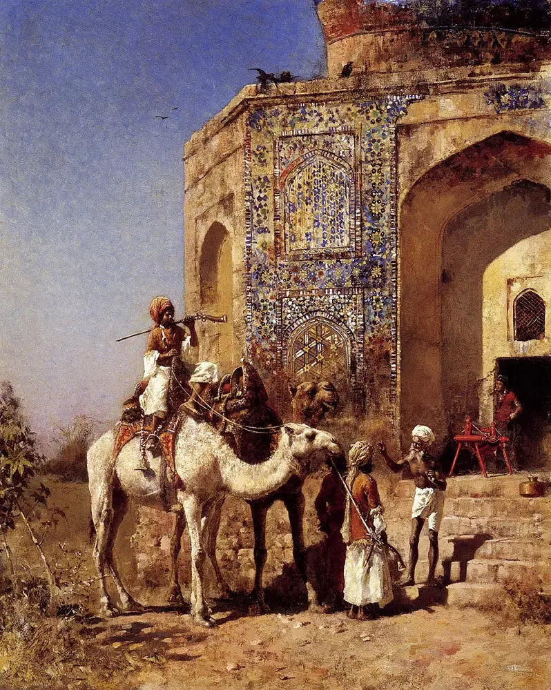 델리 외곽의 파란 타일이 있는 오래된 모스크 - 에드윈 로드 위크스

Source:
La vieille mosquée aux tuiles bleues à l'extérieur de Delhi - Edwin Lord Weeks