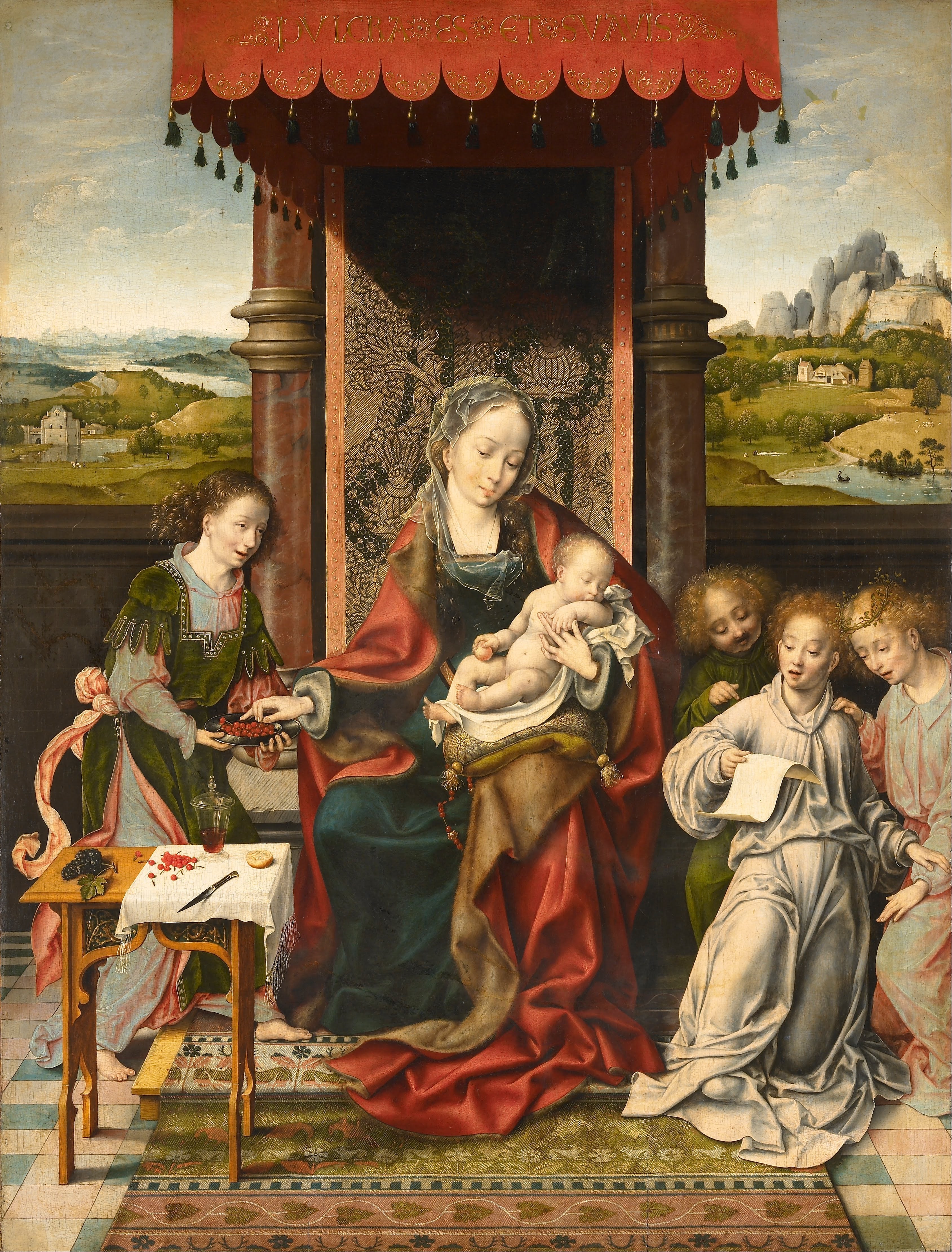 La Vierge à l'Enfant avec des anges - Joos van Cleve image 1 reproduction de peinture à l’huile