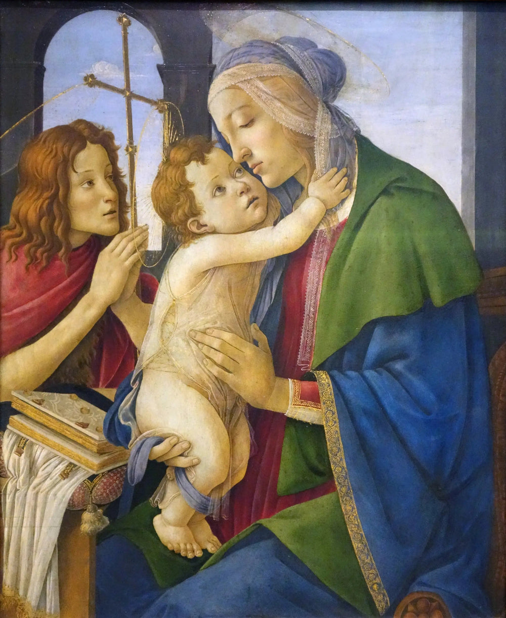 La Vierge à l'Enfant avec le jeune saint Jean-Baptiste - Sandro Botticelli image 1 reproduction de peinture à l’huile