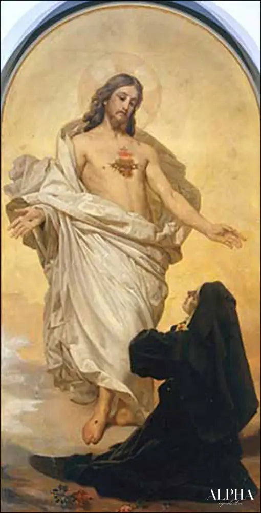 La vision du cœur de Jésus de la bienheureuse Marguerite Marie Alacoque - Antonio Ciseri - Reproductions de tableaux et peintures haut de gamme