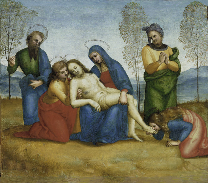 죽은 그리스도에 대한 애도, 콜로나 제단의 프레델라, 1503-1505년경 - Raphaël