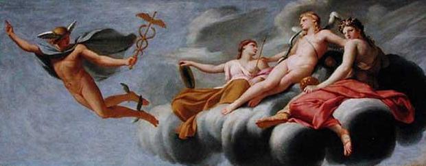 L’Amour entouré de la Jeunesse et de la Beauté ordonne à Mercure d’annoncer son pouvoir à l’univers - Eustache Le Sueur