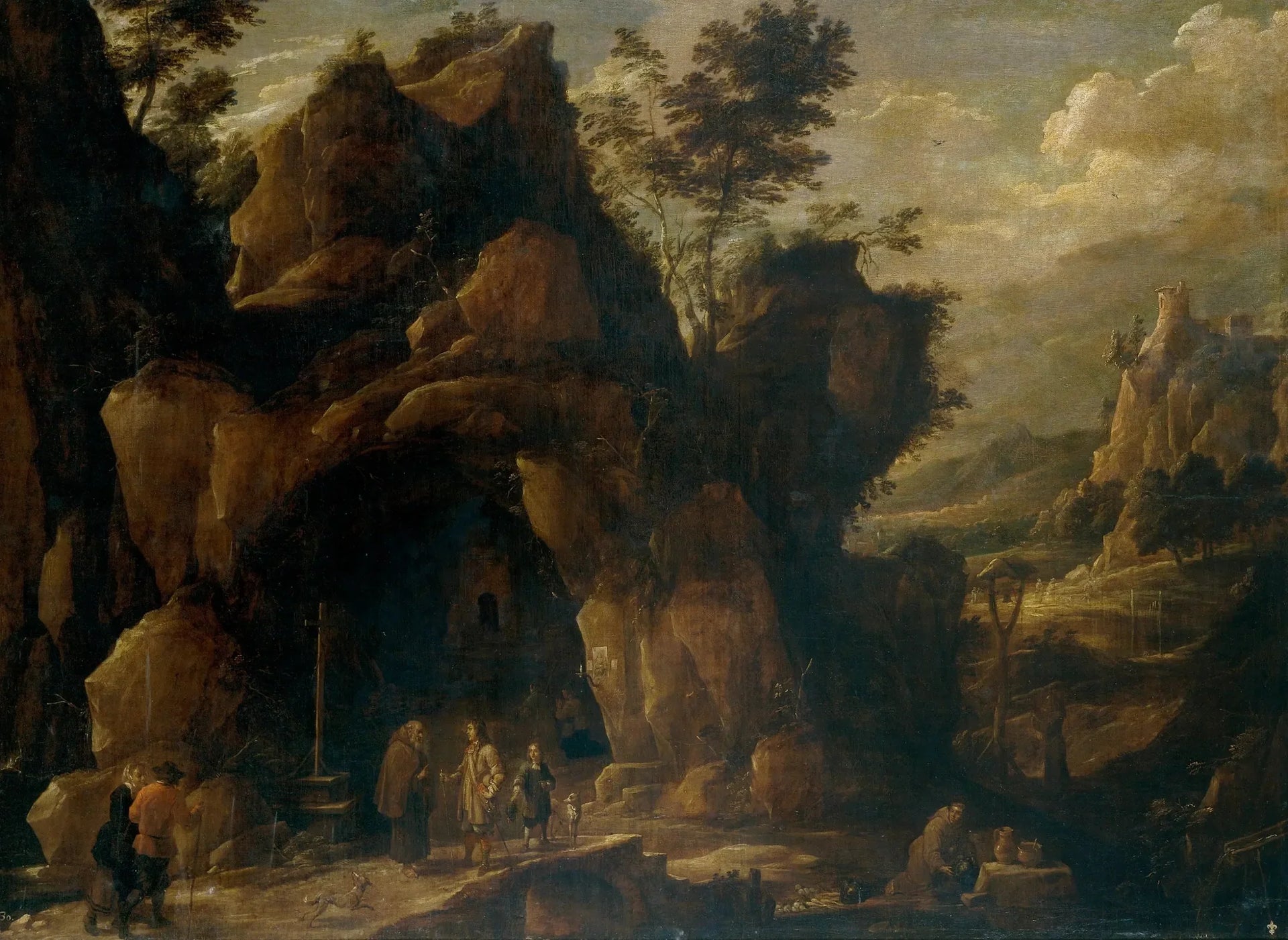 Landscape with Hermits - David Teniers le Jeune image 1 reproduction de peinture à l’huile