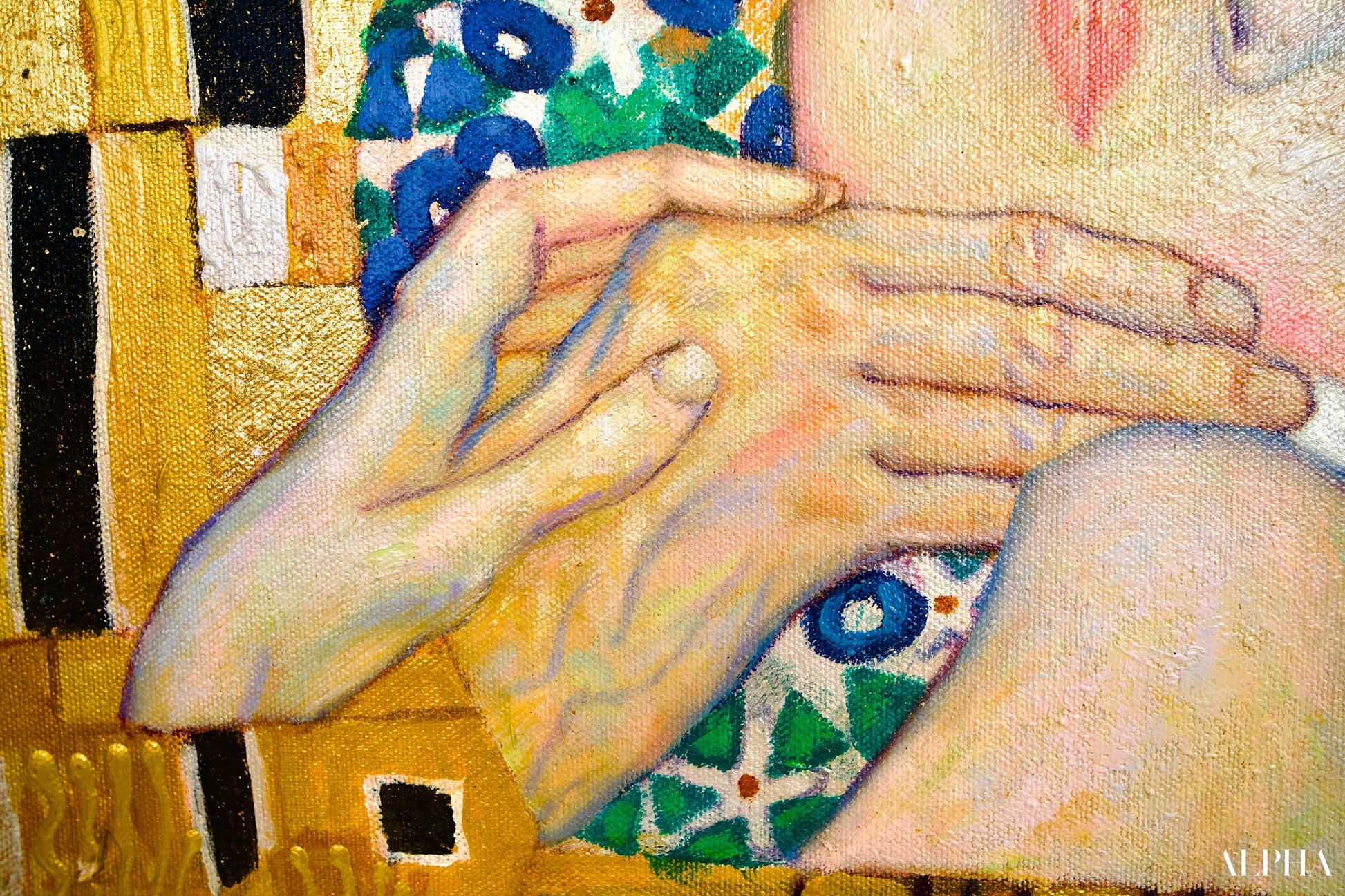 Le Baiser Réimaginé par Master Apollon | 200 x 200 cm Reproductions de tableaux à la peinture à l’huile