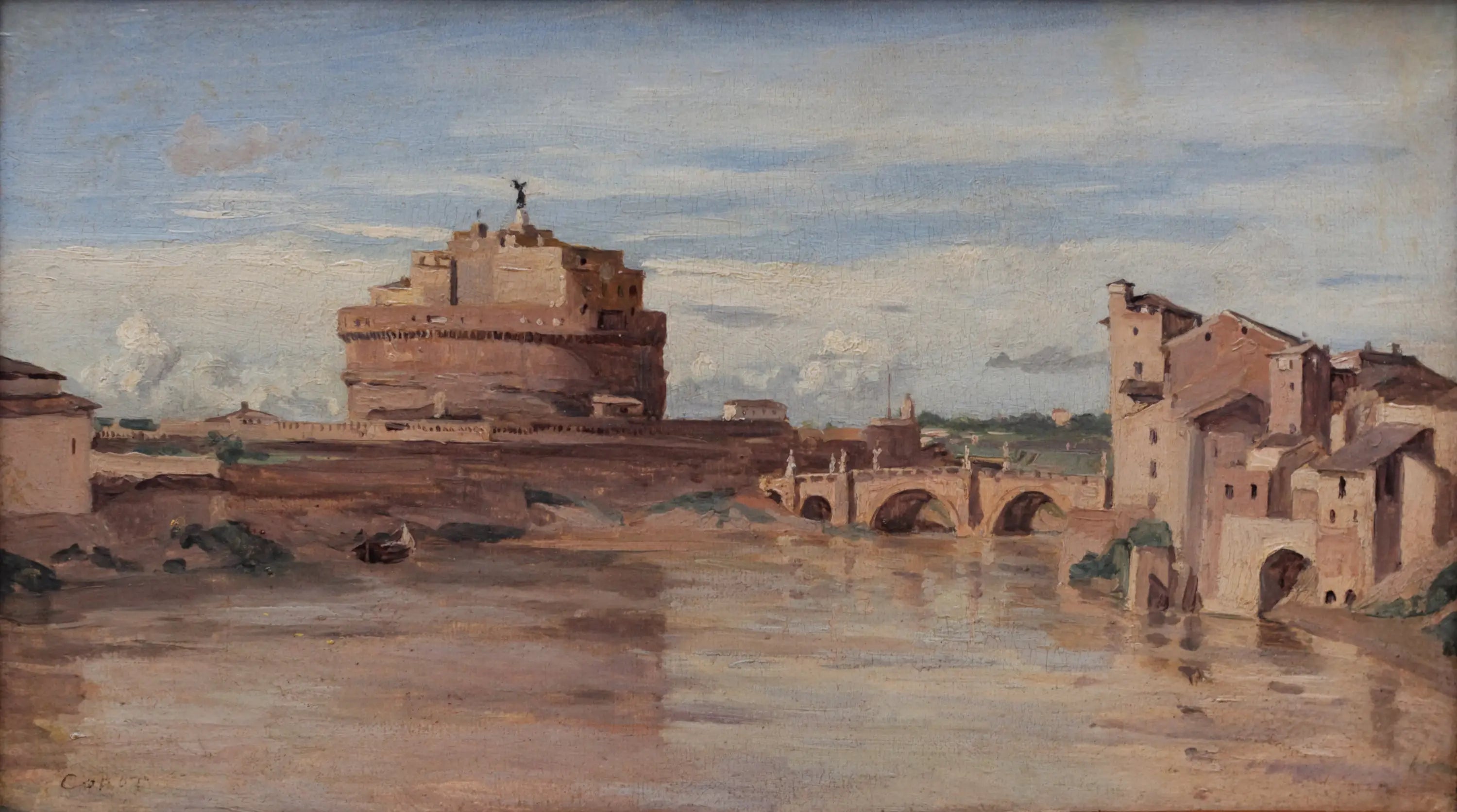 Le Château Saint-Ange et le Tibre Rome - Jean-Baptiste Camille Corot - Alpha Reproduction