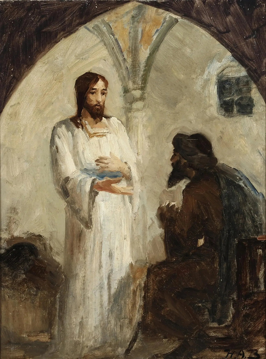 그리스도와 제자와의 대화. - H. A. Brendekilde

Source:
Le Christ en conversation avec un disciple. - H. A. Brendekilde