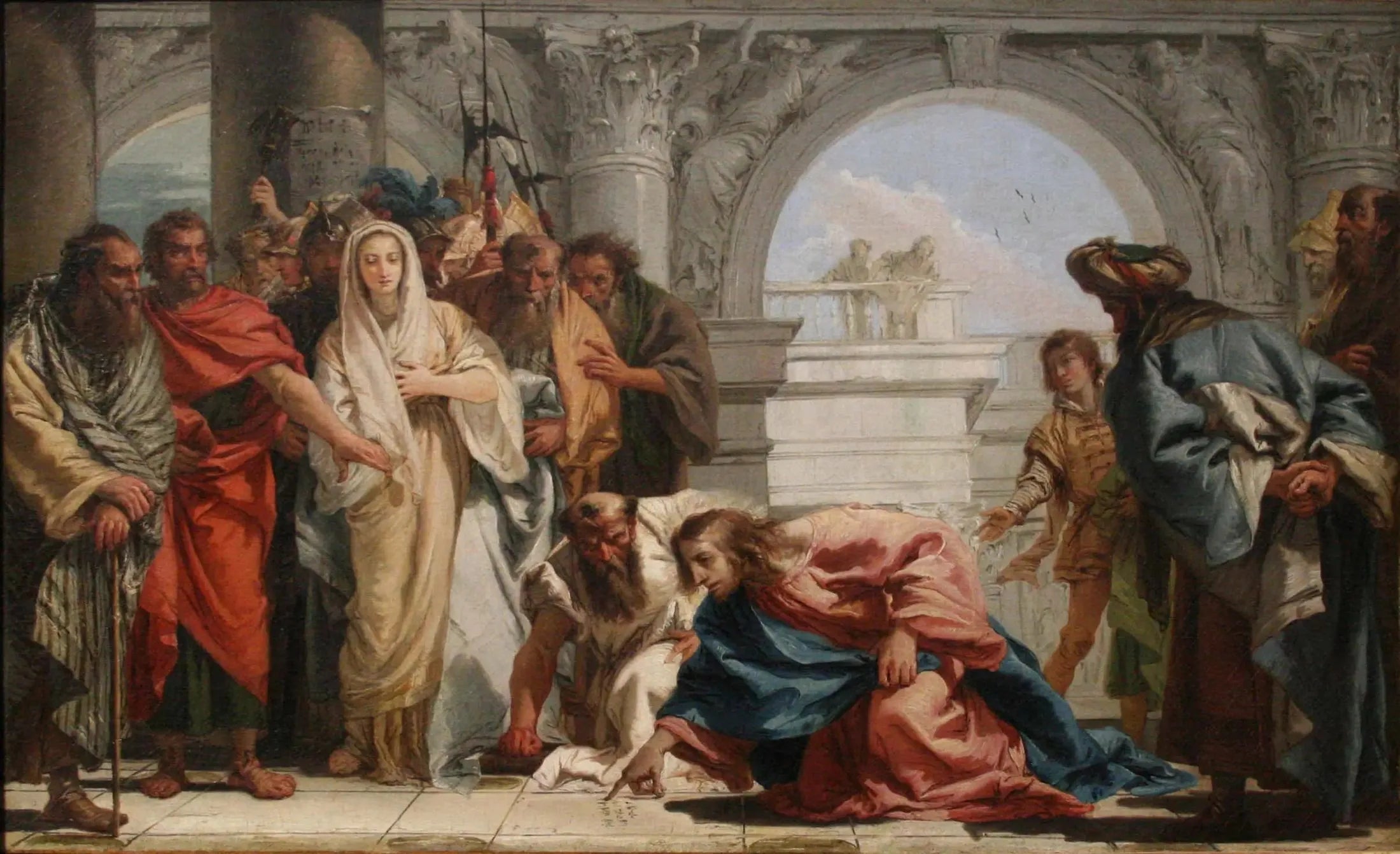 Le Christ et la femme adultère - Giovanni Battista Tiepolo image 1 reproduction de peinture à l’huile
